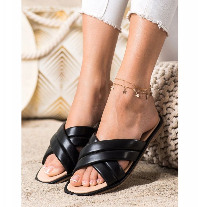 Renda Papuci din piele ecologică la modă negru 1