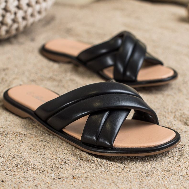 Renda Papuci din piele ecologică la modă negru 2