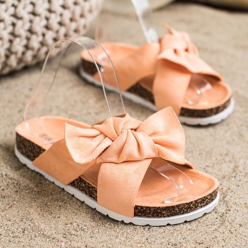 Ideal Shoes Papuci la modă portocale 2