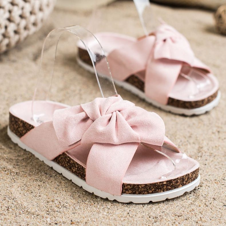 Ideal Shoes Papuci la modă roz 1