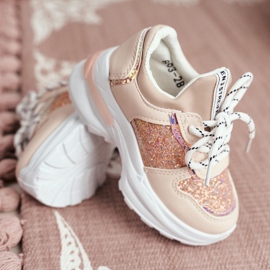 FRROCK Pantofi sport pentru copii cu matylda roz sclipici 3