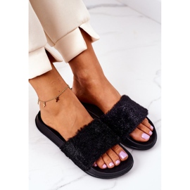 PE1 Papuci din cauciuc cu blană negru negru 1