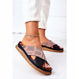 Maciejka 04986-01 Papuci din piele profilată negru-maro 2