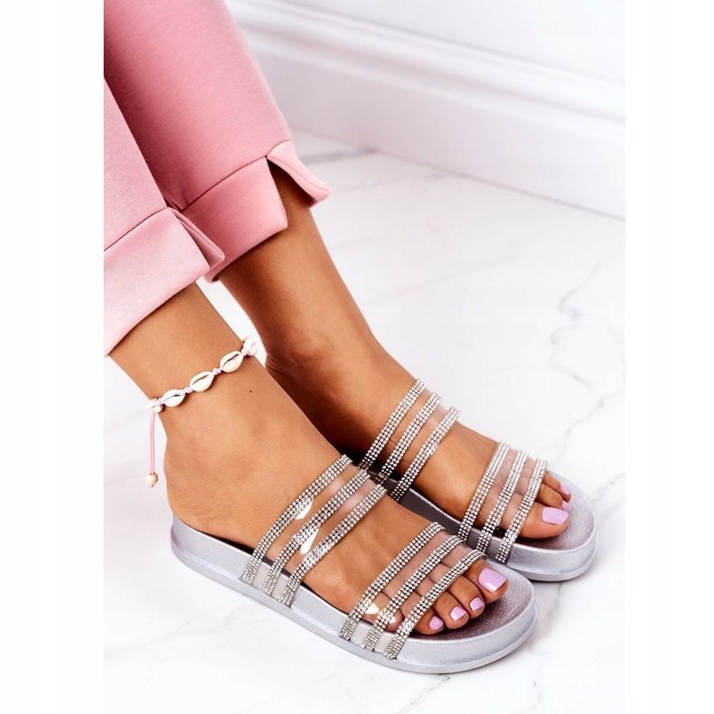 PS1 Papuci de cauciuc cu zirconiu argintiu cubic Mi-e dor 1