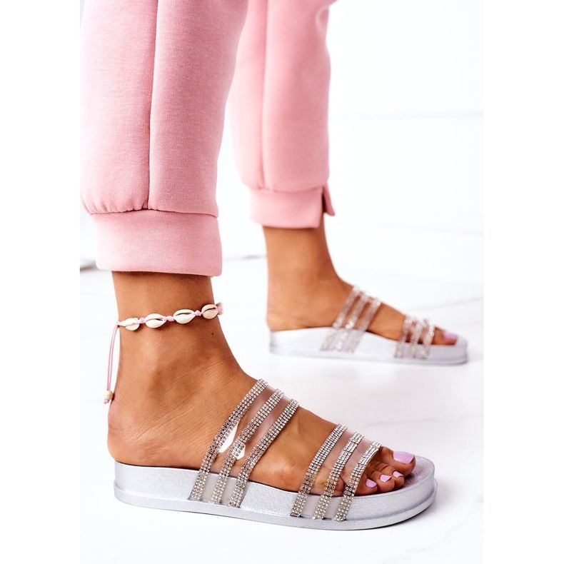 PS1 Papuci de cauciuc cu zirconiu argintiu cubic Mi-e dor 2