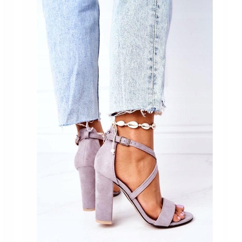 PS1 Sandale din piele de căprioară pe o bară Grey Dance With Me gri 2