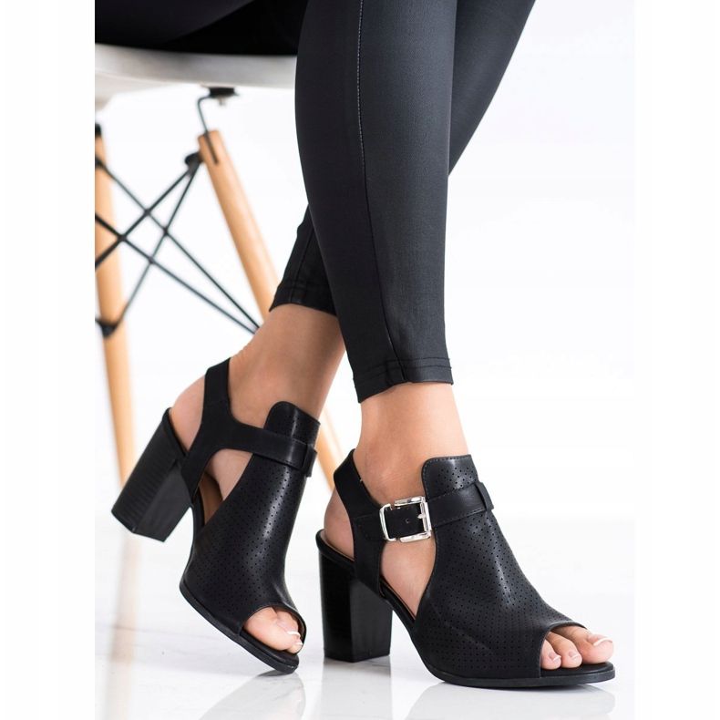 Renda Sandale construite cu piele ecologică negru 1