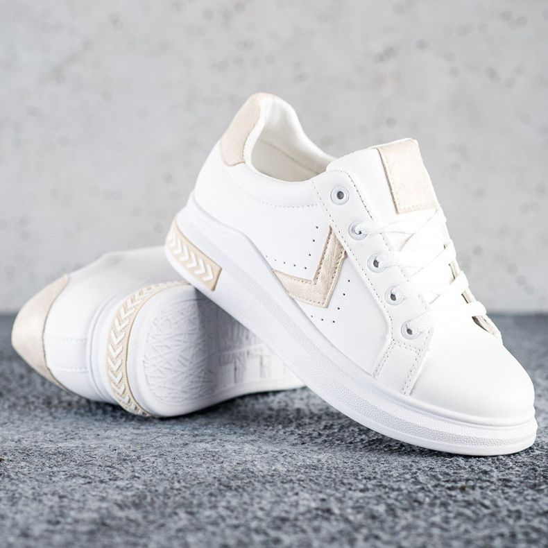 SHELOVET Adidași din piele ecologică alb 1