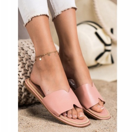 SHELOVET Papuci eleganți din piele ecologică roz 1