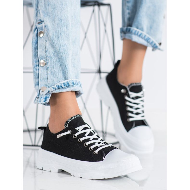 Sabatina Adidași la modă pe platformă negru 1