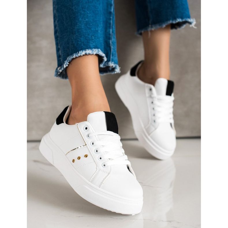 SHELOVET Adidași din piele ecologică alb 1