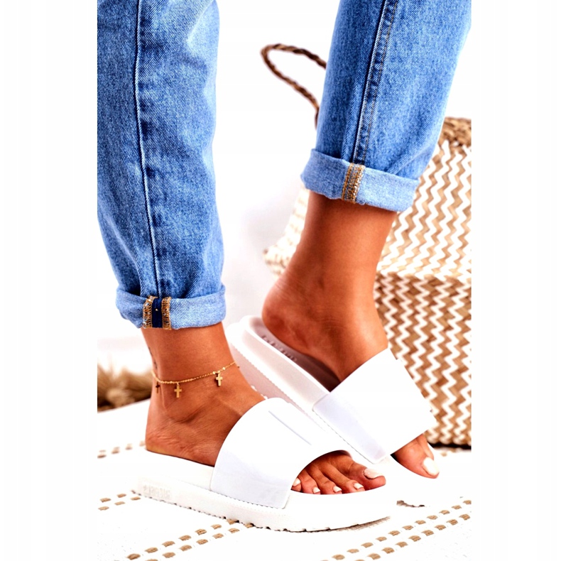 Papuci de casă Big Star pentru femei pe platformă alb FF274812 2