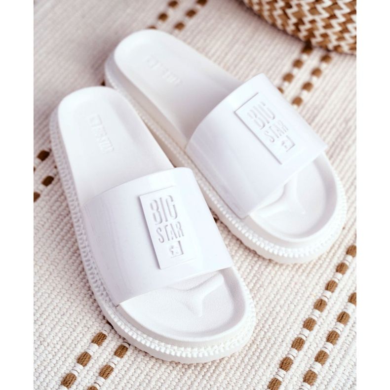 Papuci de casă Big Star pentru femei pe platformă alb FF274812 4