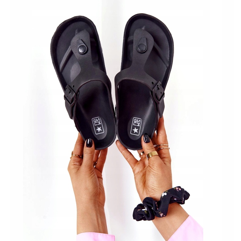 NEWS Flip-flops de cauciuc pentru femei Black Alma negru 1