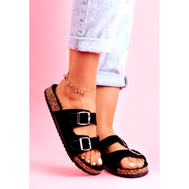 EVE Papuci De Damă Pe Plută Cu Catarame Negre Si Senor negru 1