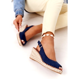 PG1 Sandale cu pană Las Palomas cu împletituri albastru marin 3