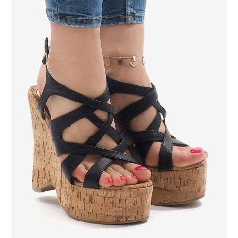 Sandale cu pene negre 10193 negru 1