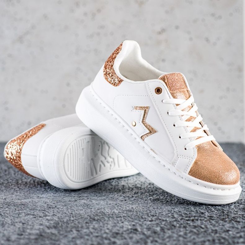 SHELOVET Adidași eleganți pe platformă alb 1