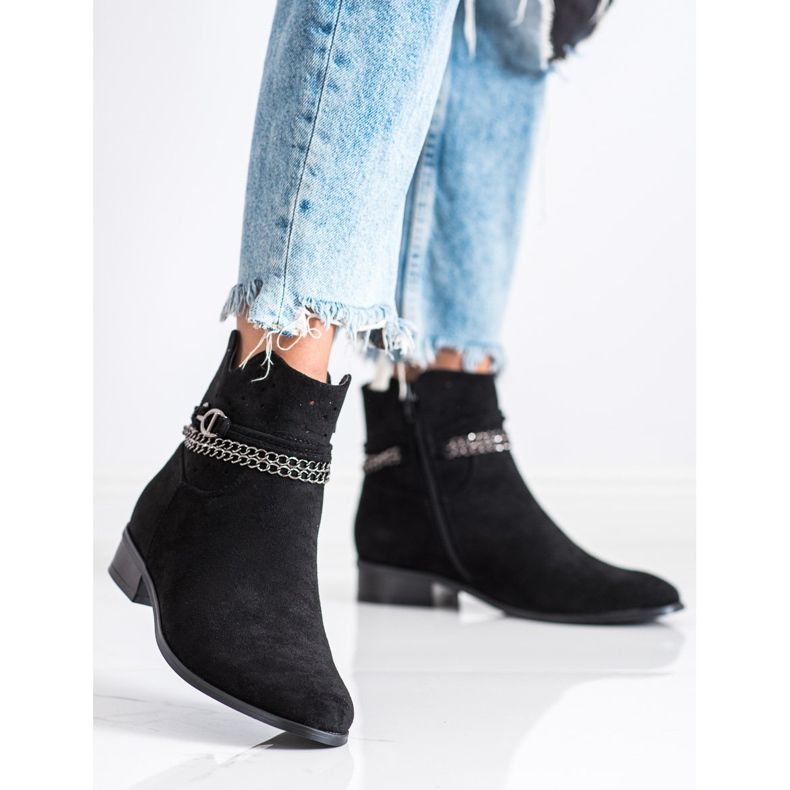 Cizme cu lanț decorativ VINCEZA negru 2