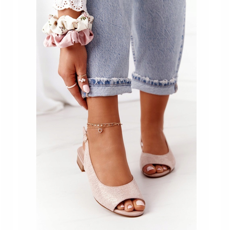 Sandale cu toc înalt din piele de căprioară Sergio Leone SK807 Roz de aur 2