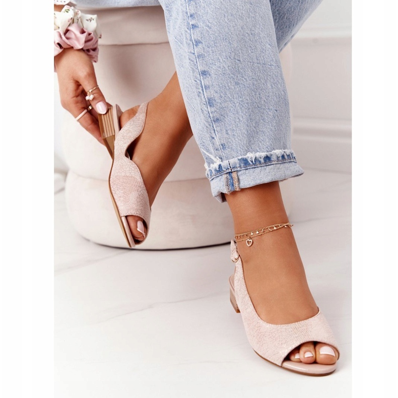 Sandale cu toc înalt din piele de căprioară Sergio Leone SK807 Roz de aur 3