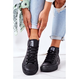 Adidași înalte din piele pentru femei Big Star GG274015 Negru 2