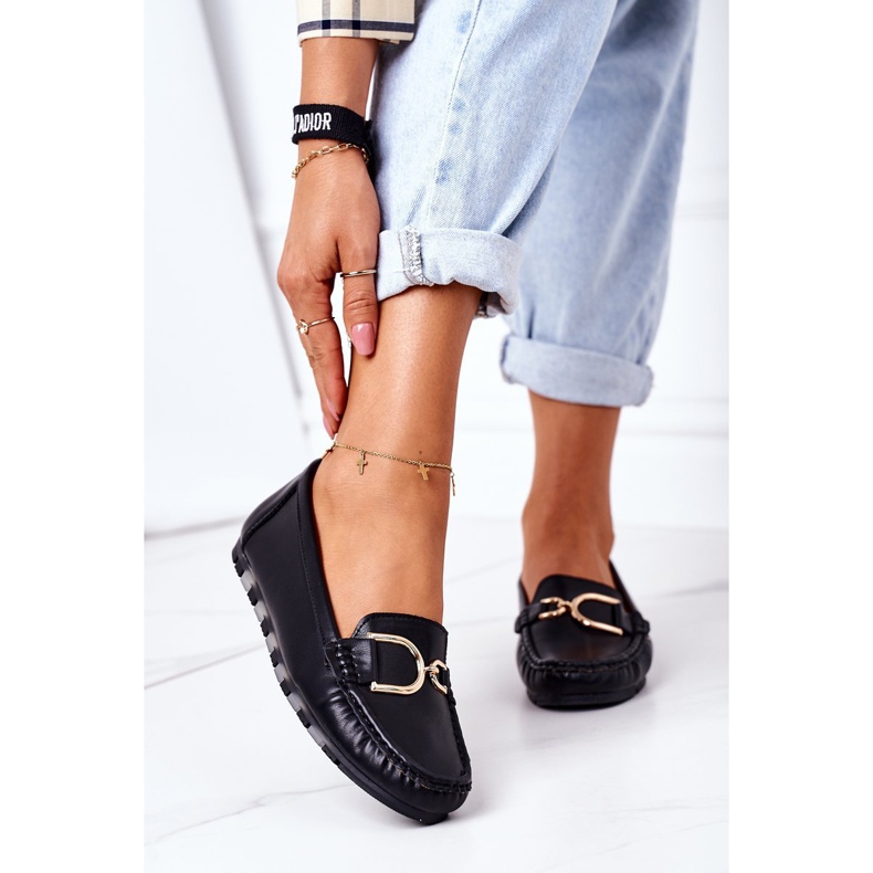 PS1 Mocasini din piele neagră Downtown pentru femei negru 2