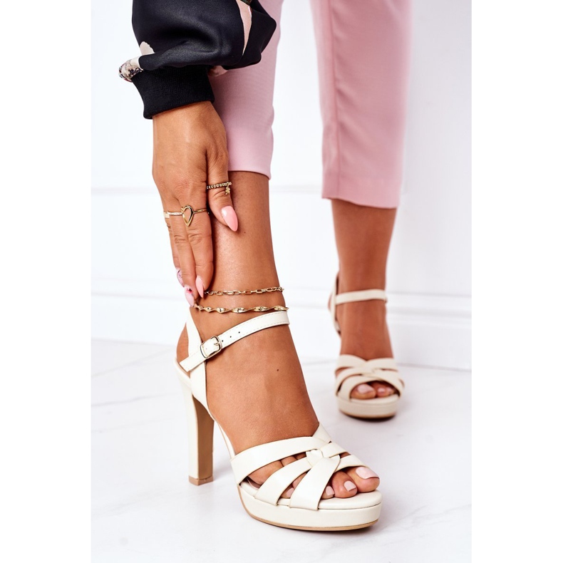 PW1 Sandale elegante pe o bară Anastasia bej 2