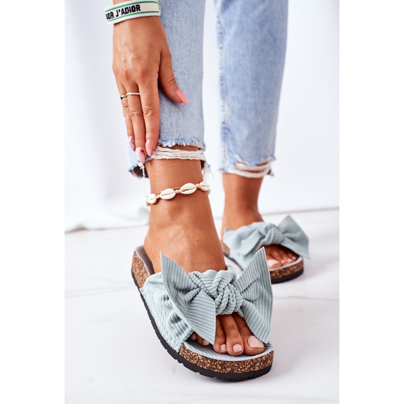 PS1 Papuci din velur cu dop de menta Summertime verde 2