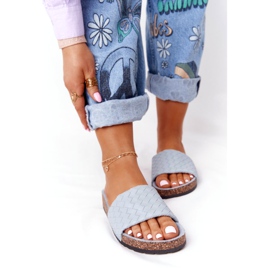 MSMG Papuci albastru din piele Catalina pe talpa de plută 3