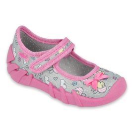 Befado Children’s Slippers 109p218 Pink cu un arc roz 1