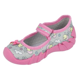 Befado Children’s Slippers 109p218 Pink cu un arc roz 3