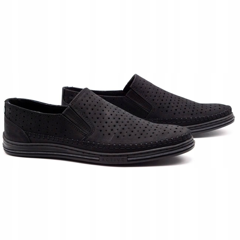 Polbut Încălțăminte ajurată pentru bărbați 2107P neagră negru 2