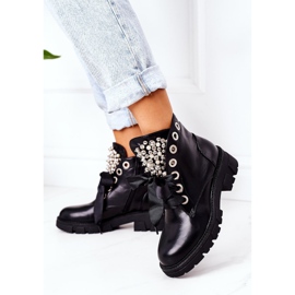 PS1 Muncitori calzi cu perle metalice Perla neagră negru 2