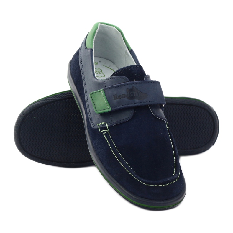 Pantofi de piele pentru băieți cu Velcro Renbut 4249, albastru bleumarin 3