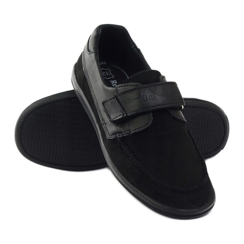 Ren But Pantofi pentru băieți din piele pentru velcro ren, dar 4249 negru 3