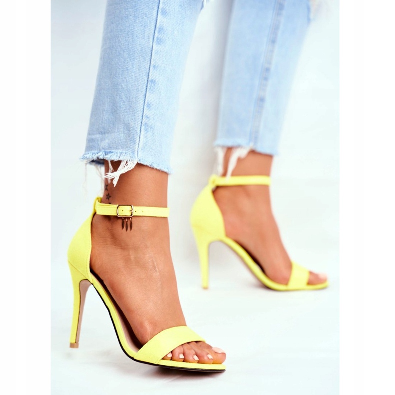 PS1 Sandale de damă pe toc înalt Eco-piele de căprioară Galben Liberty 3 PS1 Sandale de damă pe toc înalt Eco-piele de căprioară Galben Liberty 3