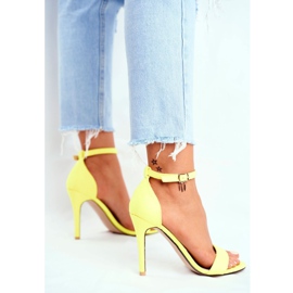 PS1 Sandale de damă pe toc înalt Eco-piele de căprioară Galben Liberty 4