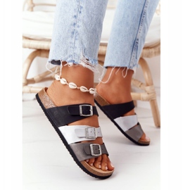 Papuci din piele cu profil Big Star HH274588 Negru și Argintiu 5