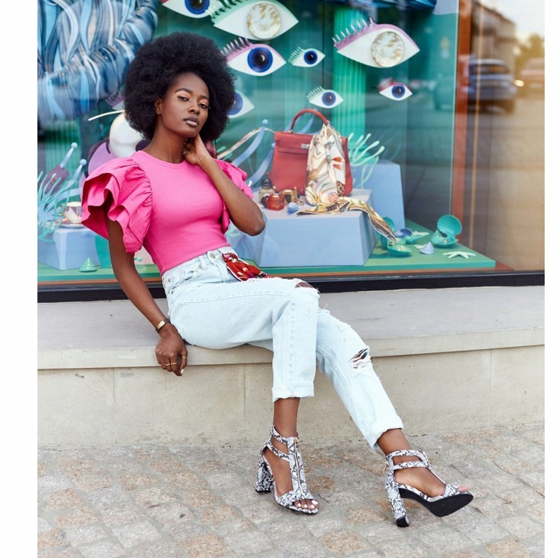 PS1 Sandale negre pe o bară cu un model de șarpe nebunie negru gri 4