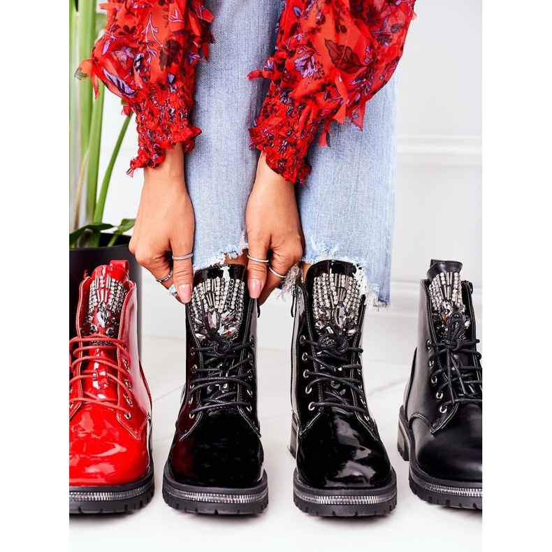 Muncitori calcați lăcuți cu zirconiu cubic cu atenție neagră negru 1