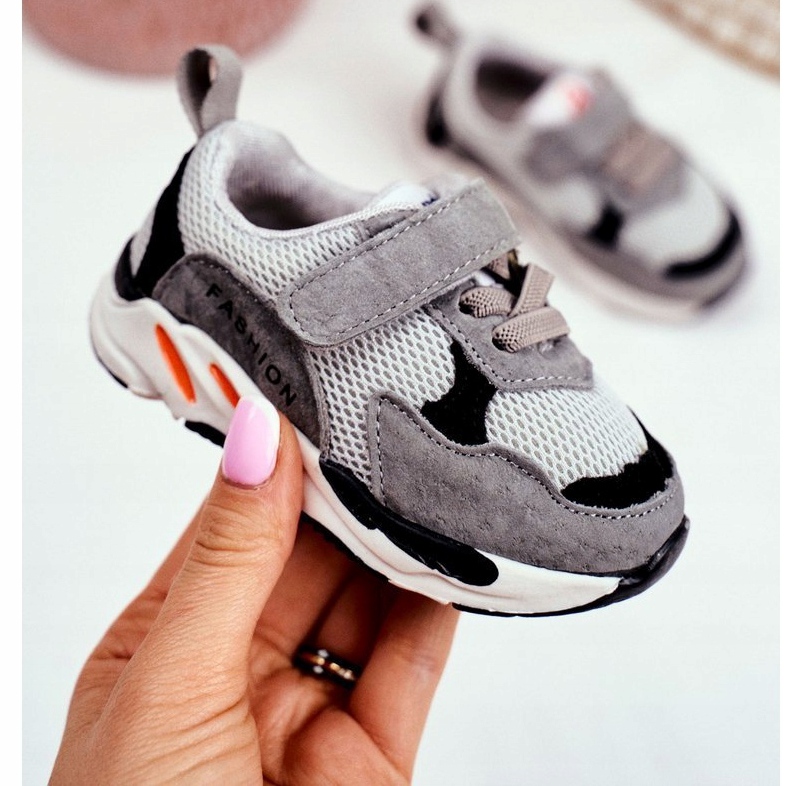 Apawwa Pantofi sport pentru copii cu velcro, gri 1