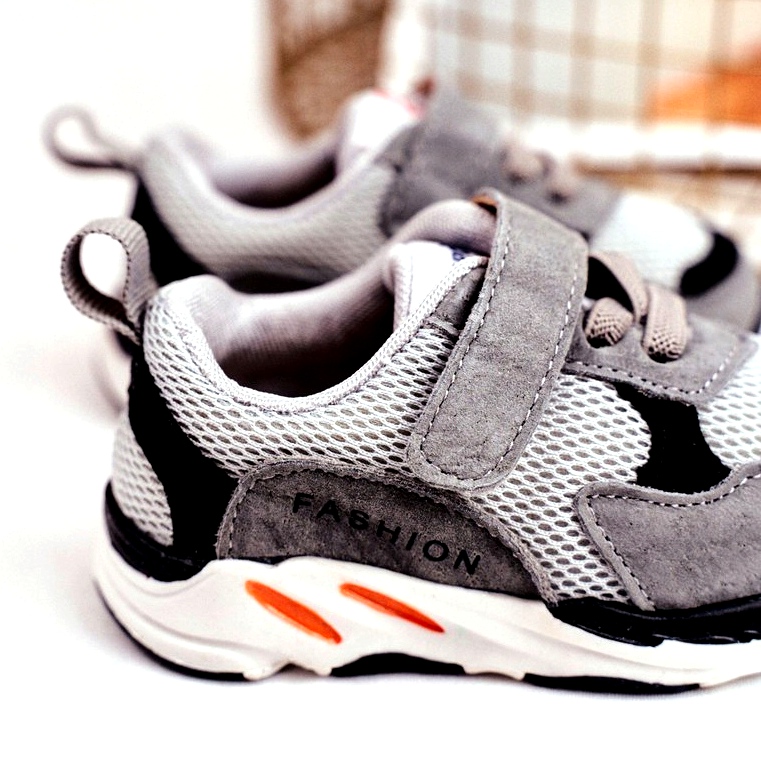 Apawwa Pantofi sport pentru copii cu velcro, gri 4