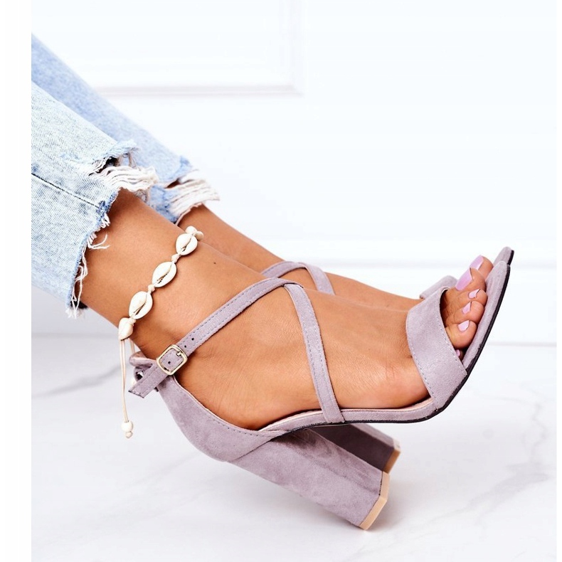 PS1 Sandale din piele de căprioară pe o bară Grey Dance With Me gri 4