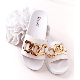 PS1 Flip Flops din cauciuc One Moment cu lanț alb 1