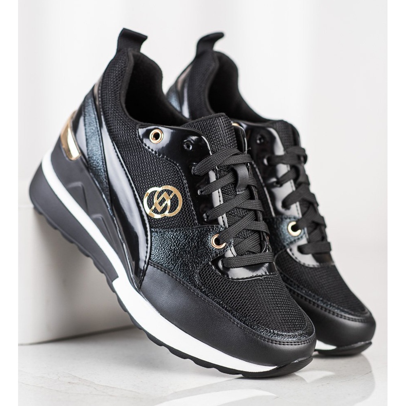 Evento Adidași cu pană la modă negru 1 Evento Adidași cu pană la modă negru 1