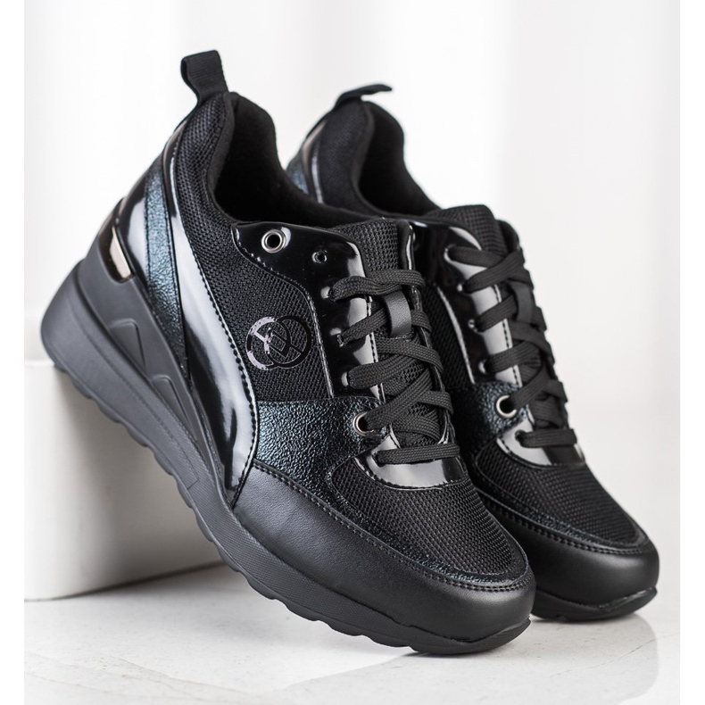 Evento Adidași cu pană la modă negru 1 Evento Adidași cu pană la modă negru 1