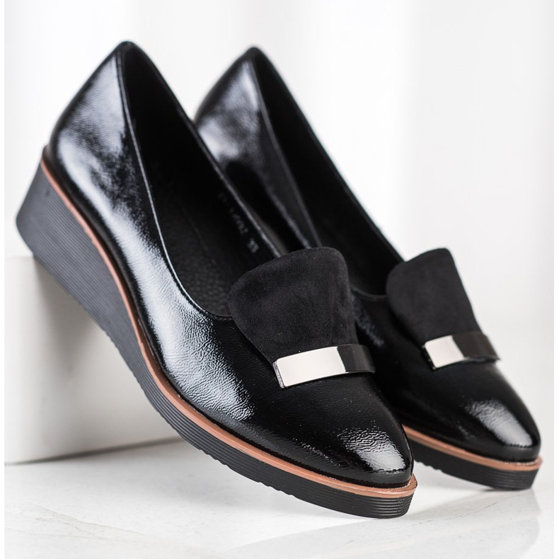 W. Potocki Brogues cu inserție din piele de căprioară negru 1