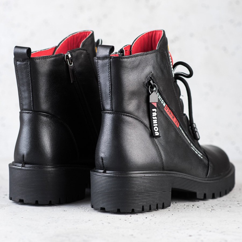 ARTIKER Muncitori din piele cu fermoar decorativ negru 1