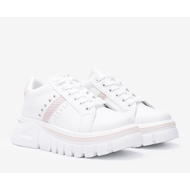 Adidași albi cu detalii bej pe talpa înaltă Alasana 1